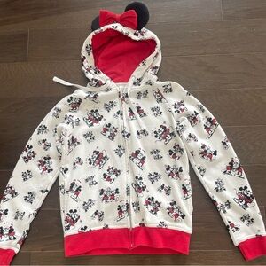 Disney White & Red Mickey Mouse Zip-Up Hoodie